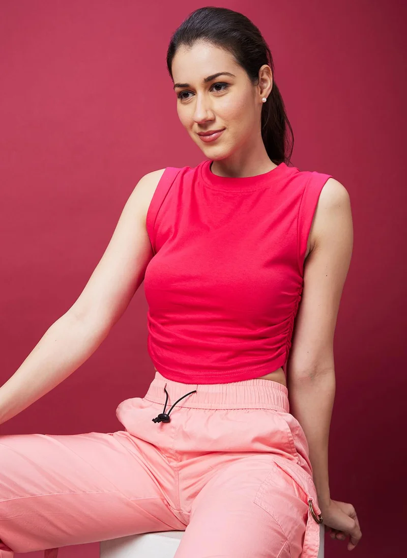 جلو باص Globus Women Cotton Sleeveless Fitted Crop Top